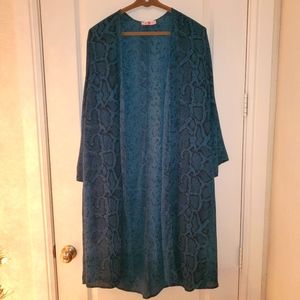 Buddy Love S/M Emerald Green Snake Print Duster